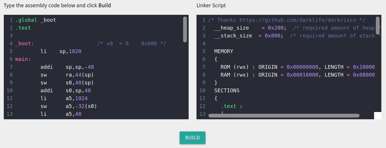 RISC-V Assembler Input